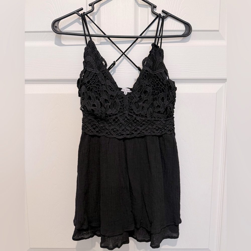 White Birch Black Lace Top